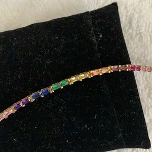 Sterling silver bracelet with rainbow stone